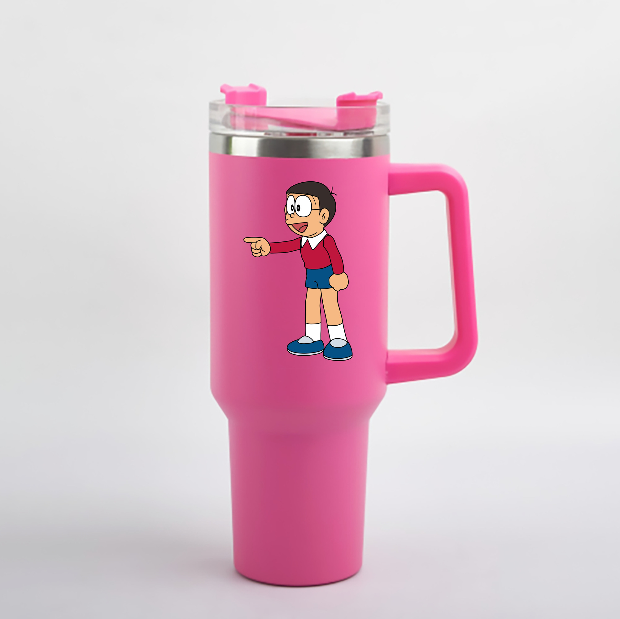 （画像用） ドラえもん 野比 のび太 Doraemon Nobita Nobi 1200mL車用タンブラー - クリスタルステッカー（プラスチックストロー付き）